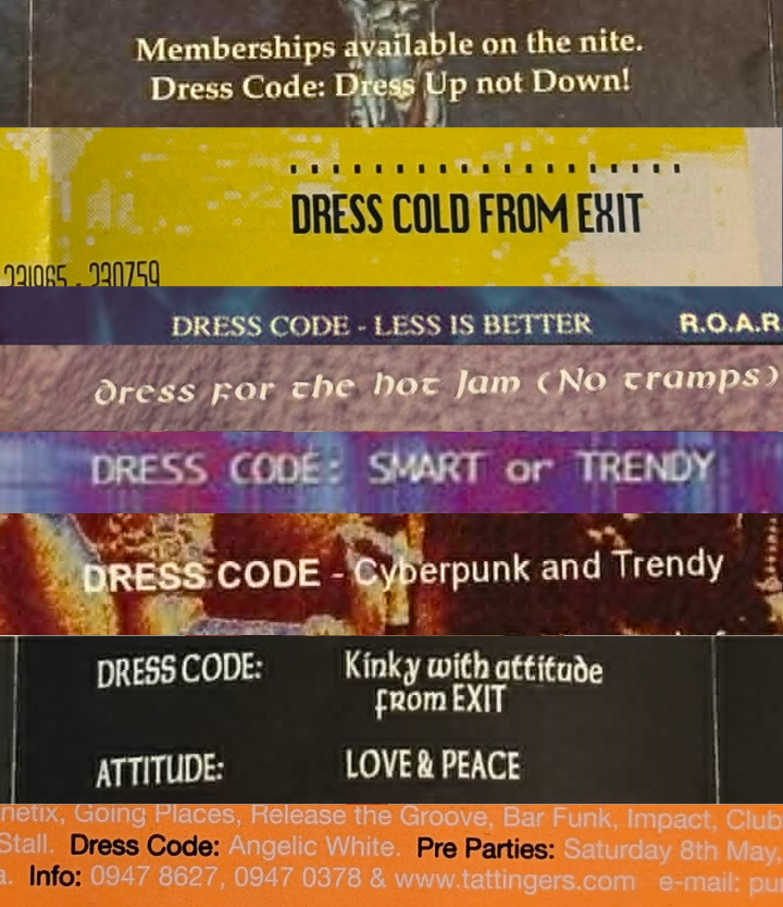 Dress codes from 90s Malta party flyers